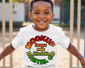 Bella Canvas 3001Y Biały Mockup, Bella Canvas Młodzieżowy Mockup, Dziecięcy T-shirt Mockup, Młodzieżowy T-shirt Mockup, Chłopięcy Modny Młodzieżowy Biały T-shirt Mockup