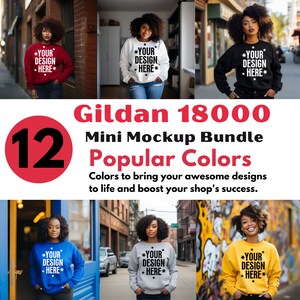 Gildan 18000 Sweatshirt Mockup Bundle Black Women Mockup Sweatshirt Mockup Black Woman Mockup  Black Girl Mockup Crewneck Mockup G180