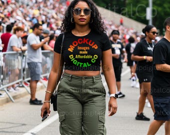 Bella Canvas Baby Tee Mockup Crop Top Mockup Black Bella Canvas 1010 Mockup Black Model Mockup White Cropped Tee Mockup Black Woman Mockup