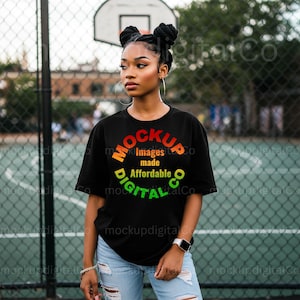 Comfort Colors 1717 Black T-shirt Mockup, Black Model Mockup, Summer Mockup, African American Woman, Black Women Lifestyle, Trendy Mock up