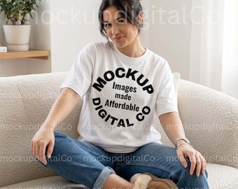 Comfort Colors C1717 White Tshirt Mockup, CC1717 White Shirt, Model Mockup, Oversized Tshirt, Trendy Casual Lifestyle Aesthetic Tee Mockup