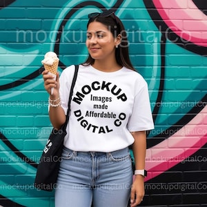 Latina Model Mockup, Bella Canvas 3001 White Tshirt Mockup, Diverse Mockup, Latina Mockup, Summer Tee Lifestyle Mockup, Bella Canvas Mockup
