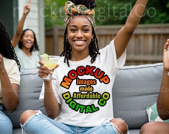 Gildan 64000 White Tshirt Mockup | African American | Black Model mockup | White T-shirt Mock up | Gildan Shirt Mockup, Trendy Summer Mockup