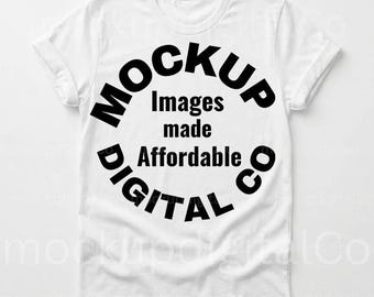 Bella Canvas 3001 White Shirt Flat Lay Mockup, BC3001 White Tshirt Mockup, Basic Styled Plain White Tee Flat Lay Digital Download