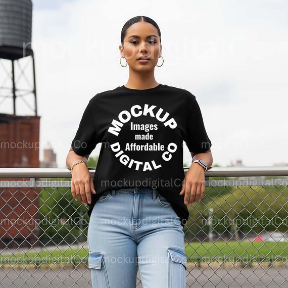 Latina Model Mockup, Bella Canvas 3001 Black Tshirt Mockup, Diverse Mockup, Latina Mockup, Bella Canvas Mockup, Summer Tee Lifestyle Mockup
