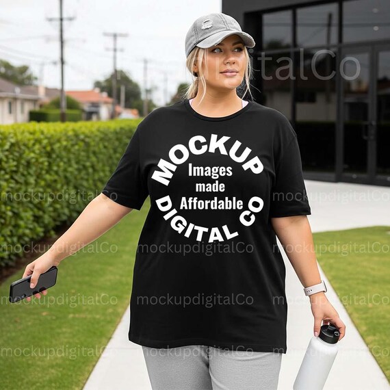Bella Canvas 3001 Black Tshirt Mockup, Plus Size Model Mockup
