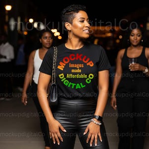 Gildan 64000 Black Tshirt Mockup, Black Model Mockup, African American Woman, Gildan Shirt Mockup, Black Female Lifestyle T-shirt Mock up