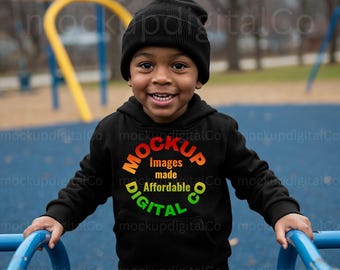 Maqueta de sudadera con capucha para niños Gildan, negra, Gildan 18500B, sudadera para niños afroamericanos de moda para jóvenes, Gildan Outdoor, para niños pequeños, maquetas de impresión a pedido