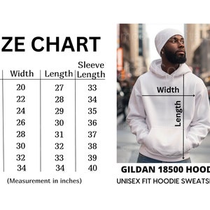 Size Chart Gildan 18500 Hoodie Size Chart Sweater Size Chart Hoodie Mockup Gildan 18500 Size Guide  Digital Download Extended Sizes