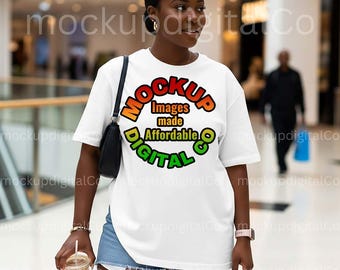 Bella Canvas 3001 White TShirt Mockup | Black Model Mockup | Bella Canvas mock up | Trendy White Shirt Mockup | 3001 White T-shirt Mockup