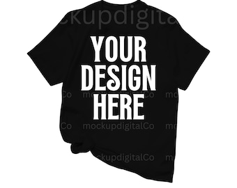 Maqueta de camiseta unisex negra, maqueta de camisa plana, maqueta de camisa, impresión bajo demanda