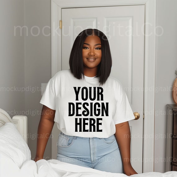 Black Model Mockup, Bella Canvas 3001 White Tshirt Mockup, African