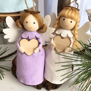 Ornement d’ange, figurine d’ange, ange d’arbre de Noël, décor de vacances rustique, décor rustique, ange de Noël, ornement d’ange fait à la main