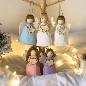 HANGING ANGEL, Hanging Figurine, Christmas Angel, Christmas Tree Ornaments, Holiday Decor, Ornaments, Angel, Christmas Gift Tags image 1