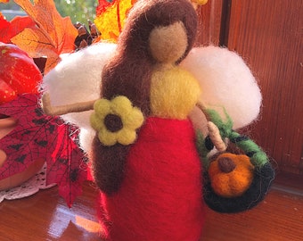 Handmade Wool Felt Angels Fairies, Needle Felted Fairy, Felted Doll, Waldorf Felted Doll, Needle Felted Decor, Fall Decor, Felt Figurine