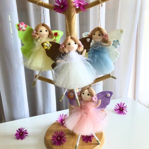 Handmade Butterfly Doll Ornaments, Hanging Butterfly, Summer Home Decor, Fall Home Decor, Felted Doll Ornament, Handmade Doll Decor
