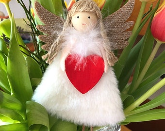 Hanging Angel with Heart, Love Angel, Angel for Mother's Day, Mother's Day Gift, Angel Ornament, Angel Figurine Home Decor, Anniversary Gift