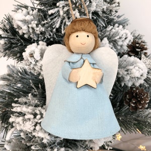 HANGING ANGEL, Hanging Figurine, Christmas Angel, Christmas Tree Ornaments, Holiday Decor, Ornaments, Angel, Christmas Gift Tags BOY BLUE