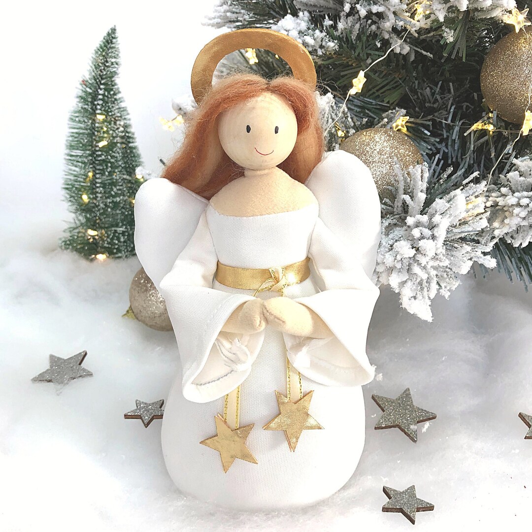 Starlight Guardian Angel, Handmade Angel Figurine, Christmas Angel ...