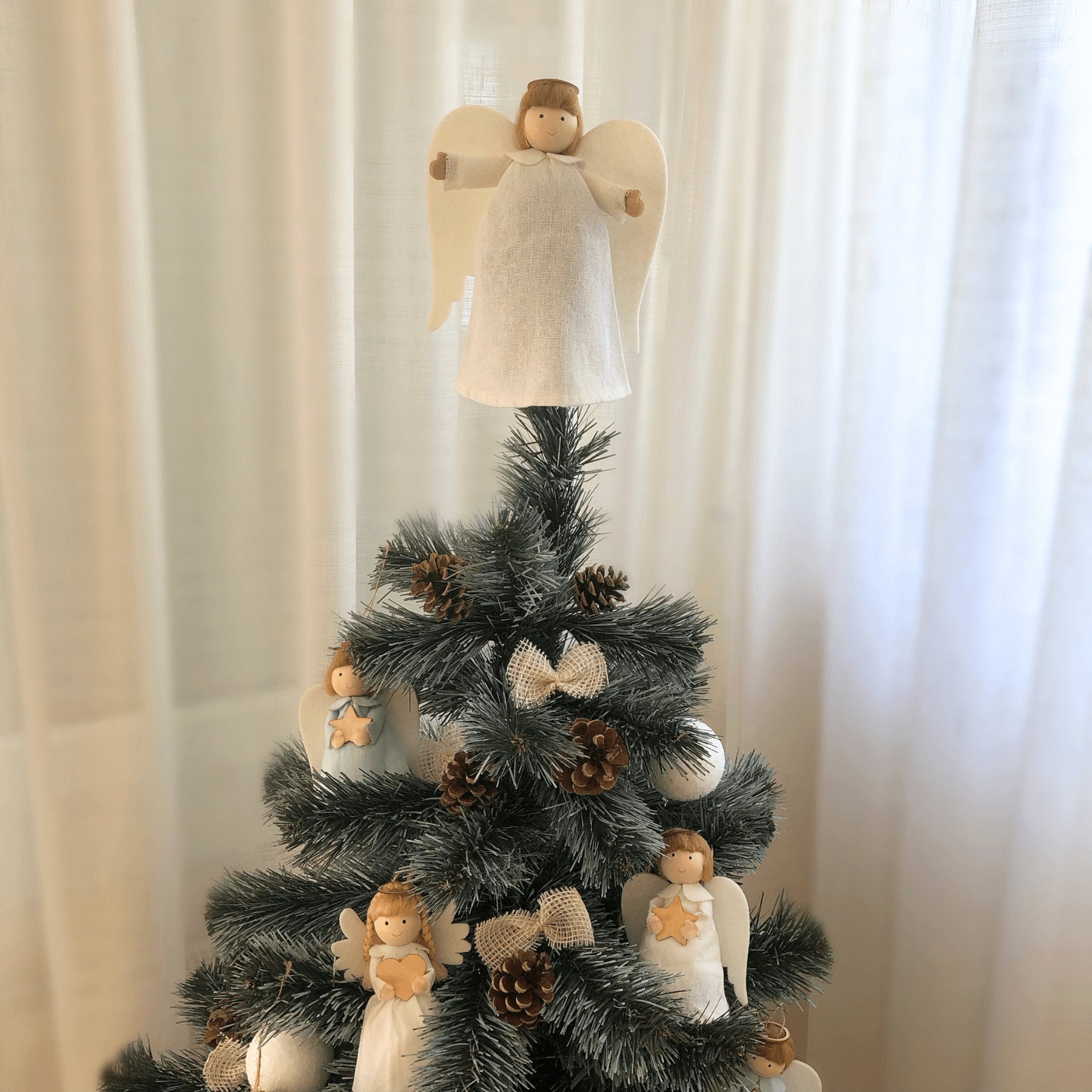 Handmade Angel Christmas Tree Topper, Burlap, Felt, Jute - Etsy