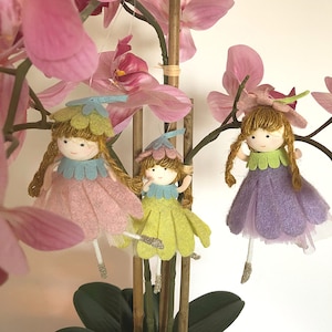 Handmade Flower Doll Ornament, Hanging Flowers, Felted Doll Ornament, Handmade Doll Decor, Spring Home Decor