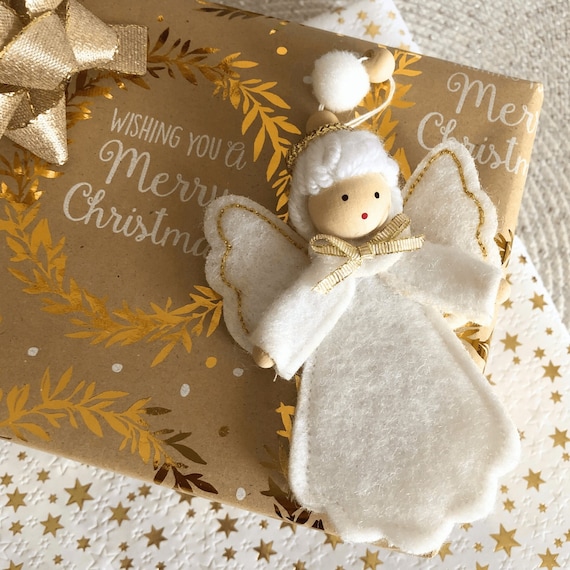 Handmade Felt Angel Ornament, Guardian Angel Decor