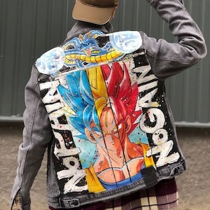 Customized denim jacket | Hand painted | Anime art on clothes | Men | Custom