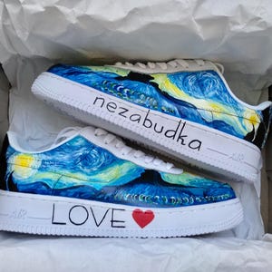 Custom Nike Air Force 1 | Vincent Van Gogh | The Starry Night | Hand Painted Sneakers | Men | Womens | Personalized gift | Impressionism
