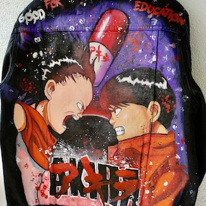 Custom Denim jacket | Hand painted | Anime design | Men | Women | Japanese style | Art on clothes | Good for health bad for education