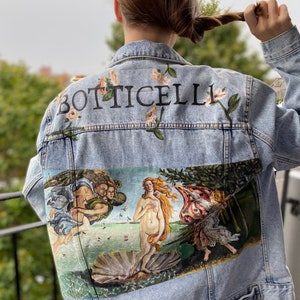 Sandro Botticelli: The Birth of Venus | Primavera | CUSTOM | Hand painted Denim jacket | Men | Women | Italian Renaissance | Classic