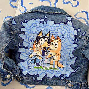 Hand painted Custom Denim jacket | Cartoon | Jacket for kids | Art on clothes