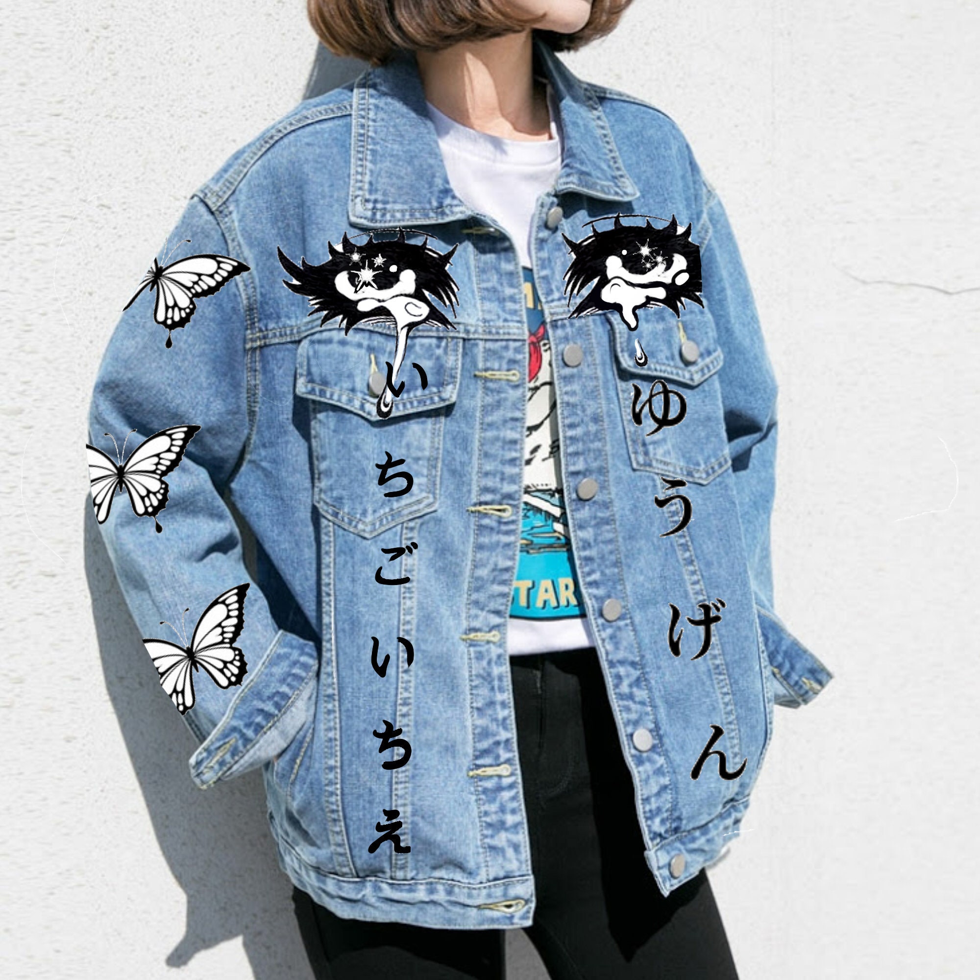 Custom Cartoon denim jacket Hand painted jacket | Etsy