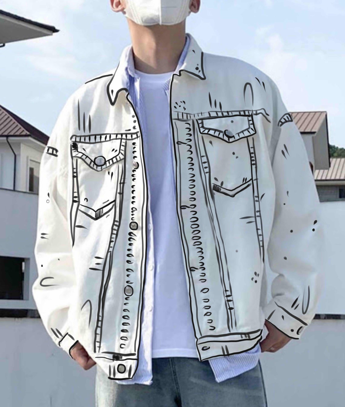 Custom Cartoon denim jacket Hand painted jacket men’s | Etsy