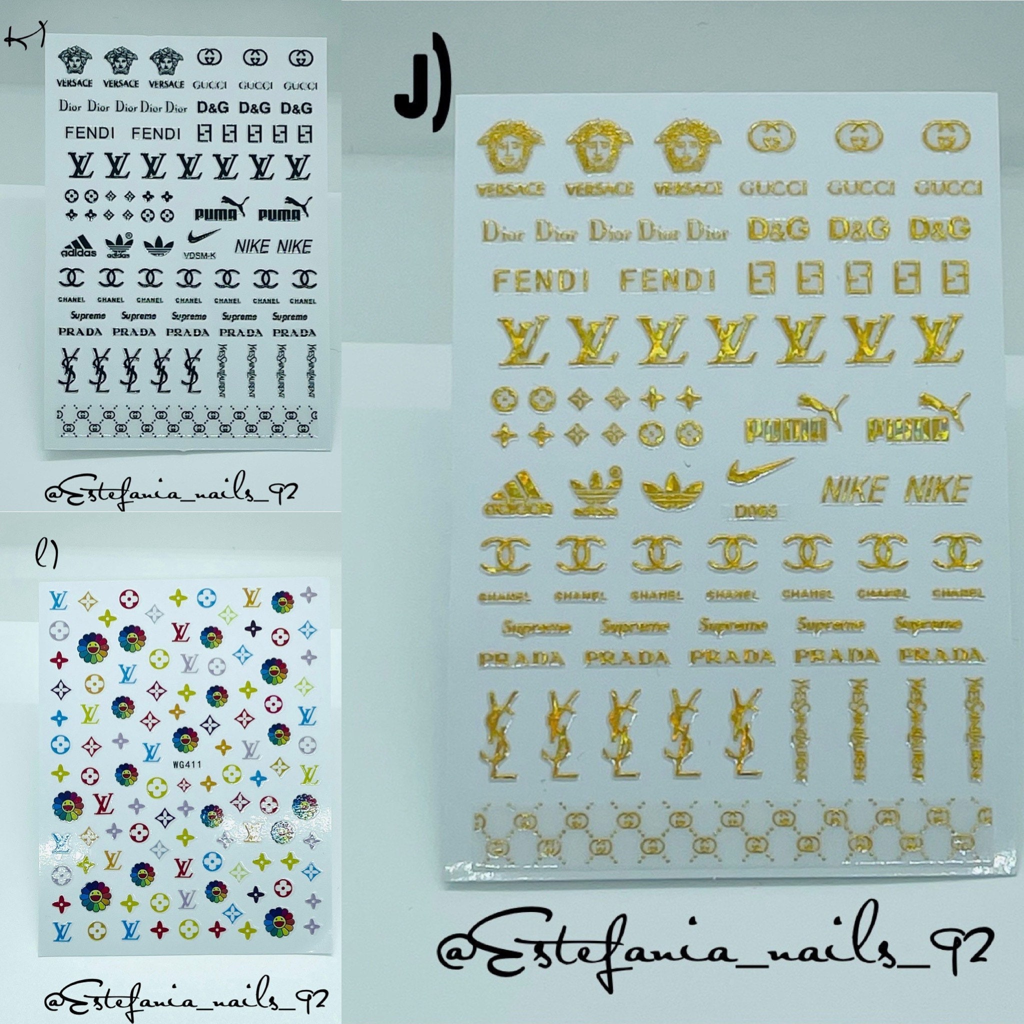 Nail art stickers nail decals logo nail decals nail Etsy