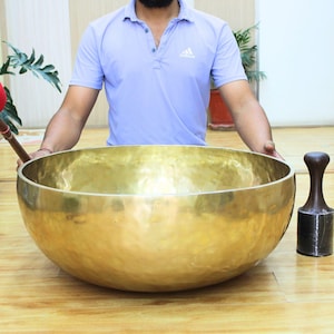 Large Tibetan Singing Bowl for Sound Bath Meditation Chakra Healing Handmade in Nepal