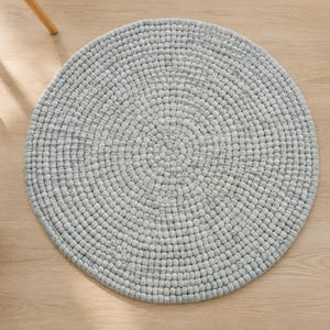 Round Felt Ball Rug, Handmade Wool Rug, 100% New Zealand Wool, Light Grey Area Rug, Nursery Rug, Living Room Rug, Modern Scandinavian Decor