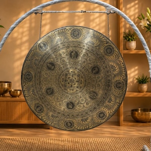 Handmade Kalachakra Mandala Gong, Seven Metal Sound Healing, Meditation, Yoga, Nepal image 2