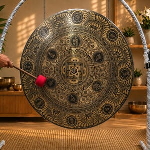 Handmade Kalachakra Mandala Gong, Seven Metal Sound Healing, Meditation, Yoga, Nepal image 9