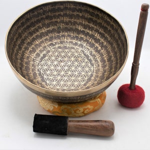 13 inch Full Mantra Carved Singing Bowl Handmade in Nepal- Tibetan Singing Bowl for Meditation ,Healing ,Sound Bath-Yoga and Relaxation