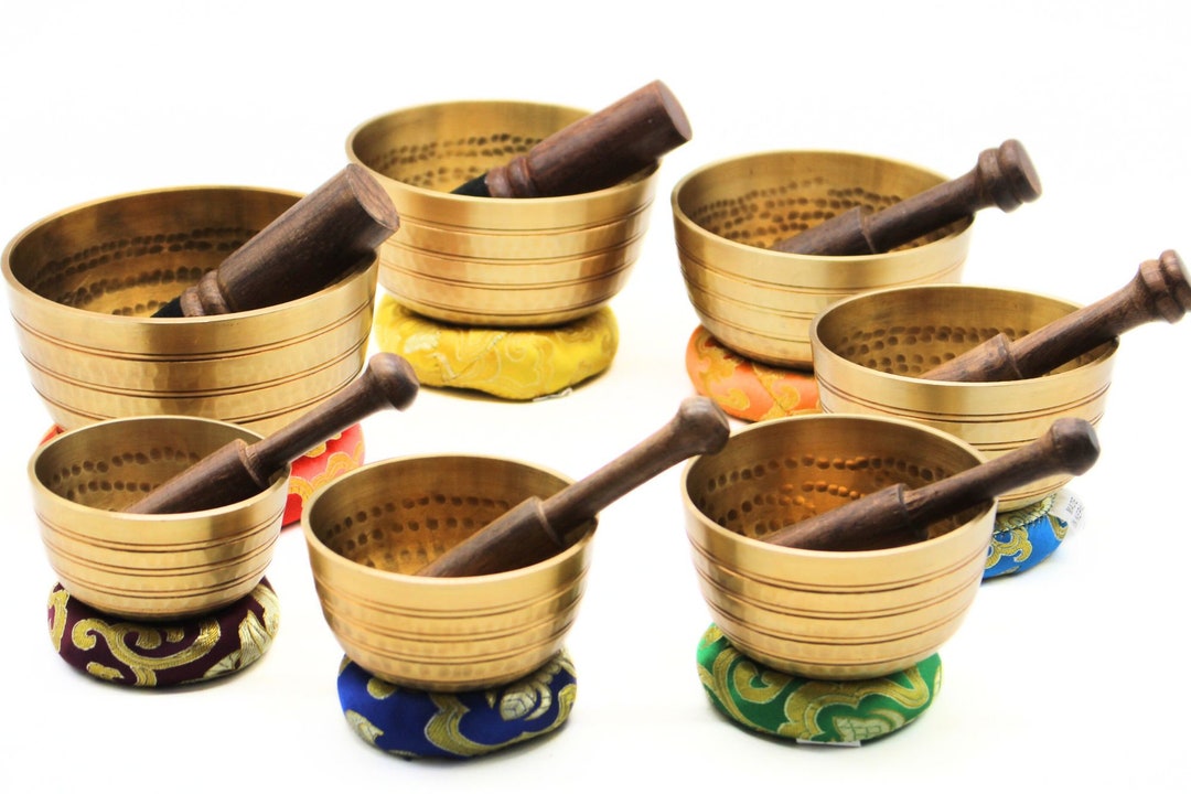 Hand Hammered Set of Seven Tibetan Singing Bowls: Sound Healing ...