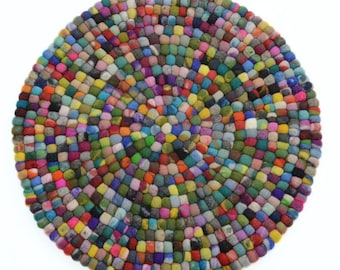 Tie dye felt ball rug| rainbow ball rug, 40-500cm| Handmade Multicolored Living Room Rug| Felt Ball Rug for your Home, Office, and Nursery