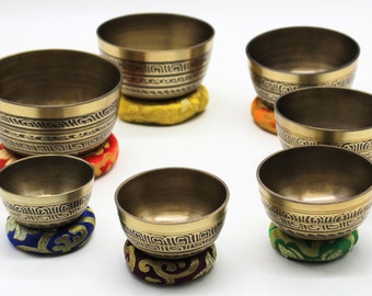 Handmade Tibetan Singing Bowl Set: Chakra Healing, Meditation