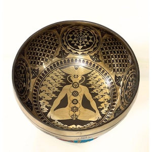 Tibetan Seven Chakra Yogi Design Singing Bowl Handmade in Nepal-Meditation,Healing,Sound Bath-Tibetan Bowl-Yoga And Relaxation (6-12inches)