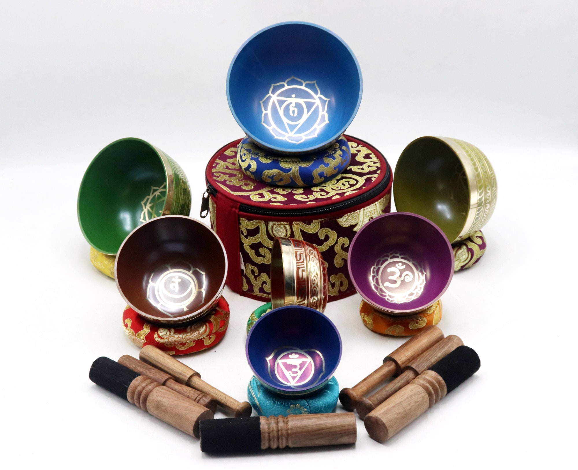 Seven Chakra Color Singing Bowl set of 7 Handmade From Nepal Etsy