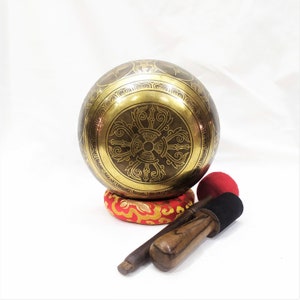 Buddha Bajra Itching Singing Bowl 10 inch Flower Handmade in Nepal for Meditation ,Healing, Sound Bath Tibetan Bowl Yoga And Relaxation image 3