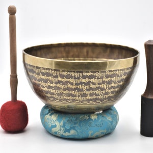 11 inch Full Mantra Carved Singing Bowl Handmade in Nepal- Tibetan Singing Bowl for Meditation,Healing,Sound Bath-Yoga and Relaxation