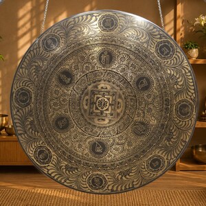 Handmade Kalachakra Mandala Gong, Seven Metal Sound Healing, Meditation, Yoga, Nepal image 11