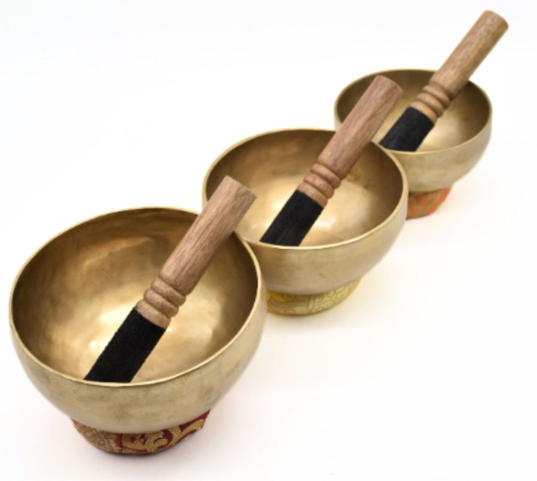 Set of 3 Size Special Plain Tibetan Singing Bowl - Chakra Healing ...