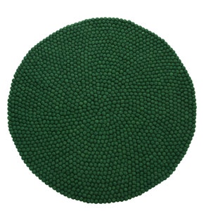 Handmade Emerald Green Felt Ball Rug: Non-Allergic Nursery Decor