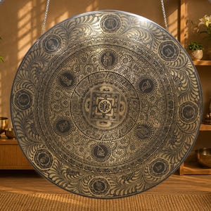 Handmade Kalachakra Mandala Gong, Seven Metal Sound Healing, Meditation, Yoga, Nepal image 8